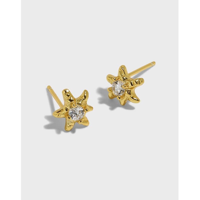 Mini CZ Starfish 925 Sterling Silver Stud Earrings