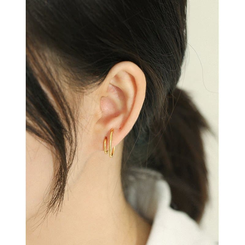Irregular Double Layer C Shape 925 Sterling Silver Stud Earrings