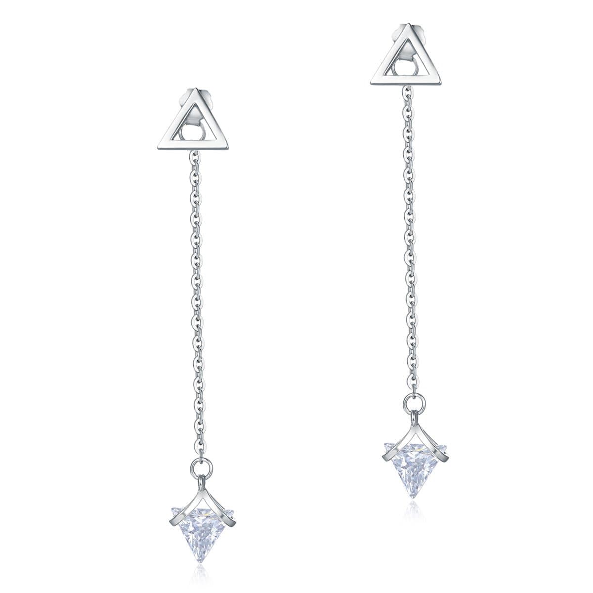 Sterling Silver Earrings Created Diamonds