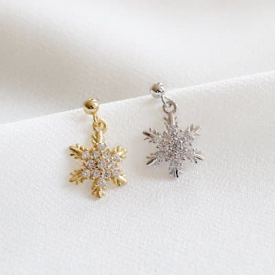 CZ Snowflake 925 Sterling Silver Dangling Earrings