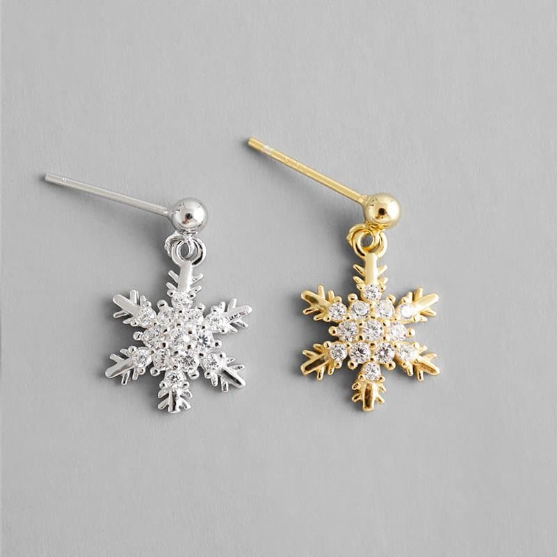 CZ Snowflake 925 Sterling Silver Dangling Earrings