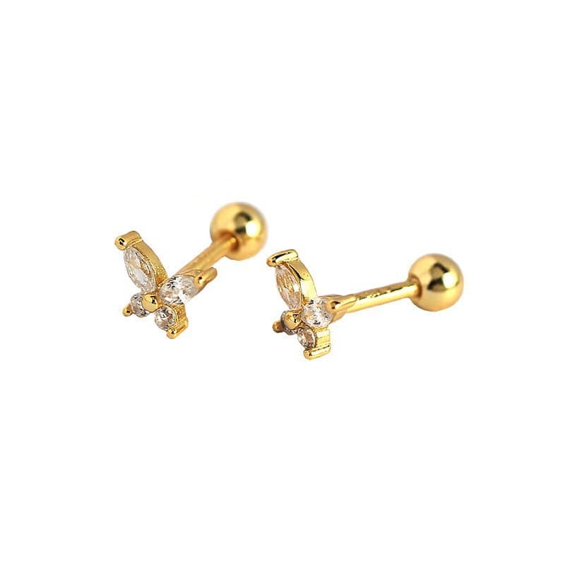 Mini CZ Butterfly 925 Sterling Silver Stud Earrings