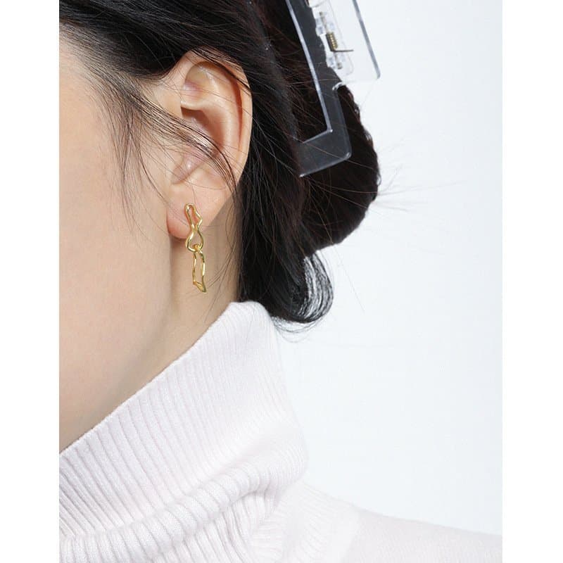 Irregular Hollow Chain 925 Sterling Silver Dangling Earrings