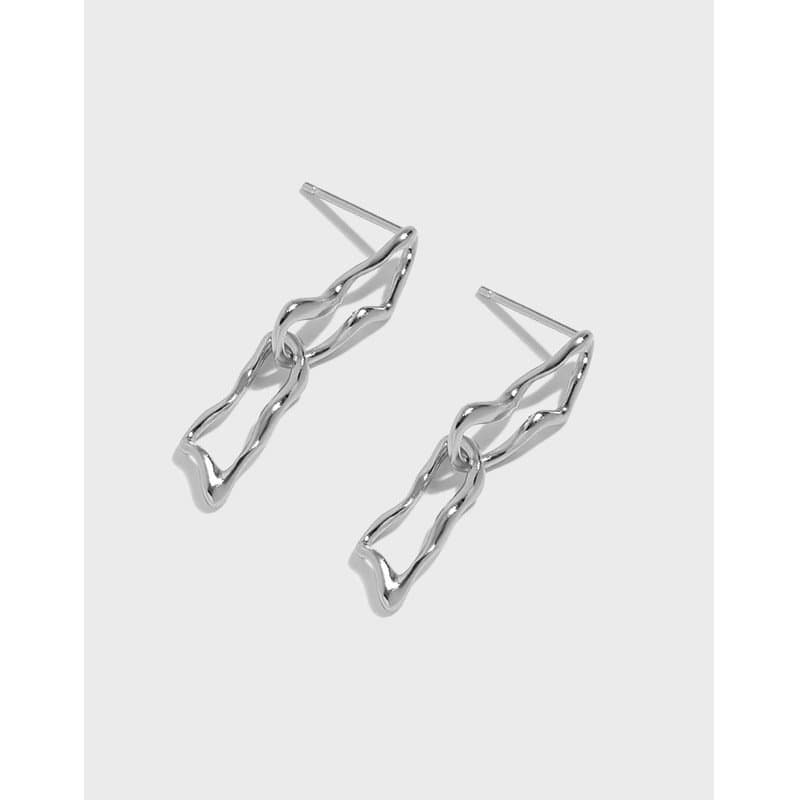 Irregular Hollow Chain 925 Sterling Silver Dangling Earrings
