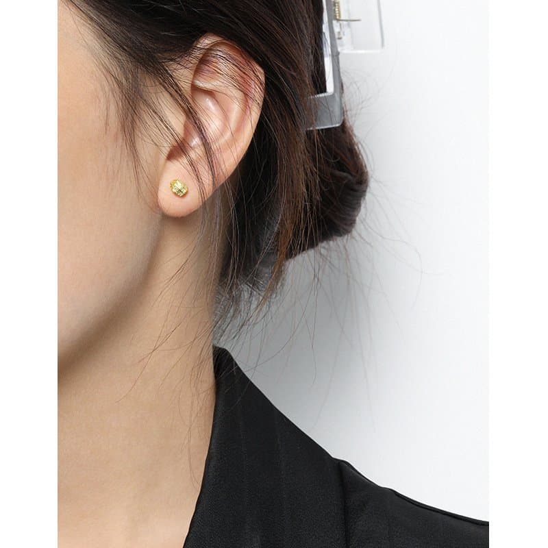 Irregular Stone Beads 925 Sterling Silver Stud Earrings