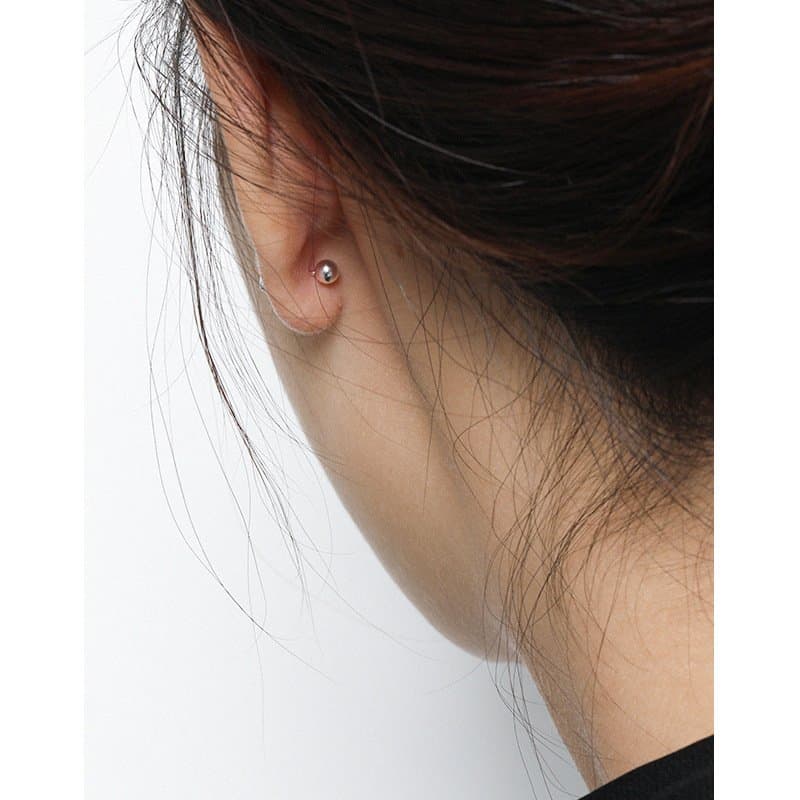 Irregular Stone Beads 925 Sterling Silver Stud Earrings