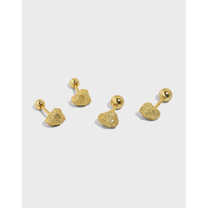 Irregular Stone Beads 925 Sterling Silver Stud Earrings