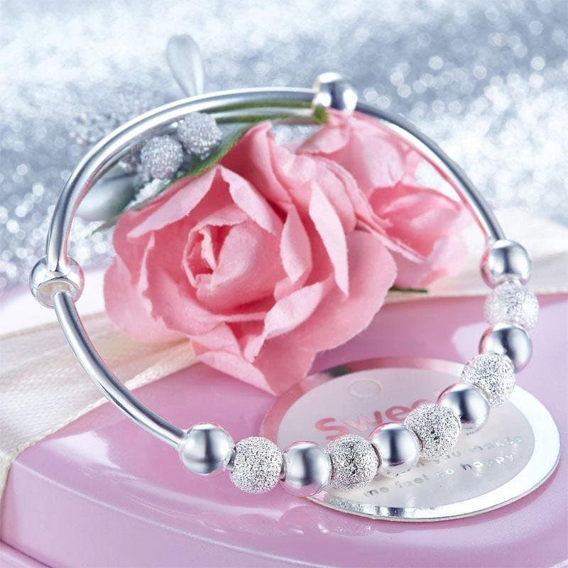 Kids Adjustable Solid 999 Silver Bangle Bracelet