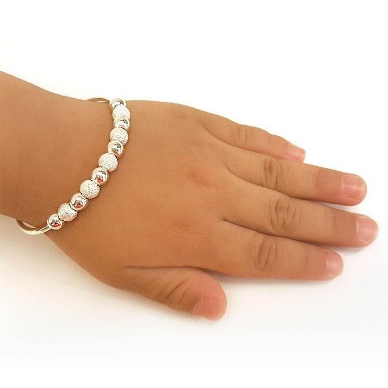 Kids Adjustable Solid 999 Silver Bangle Bracelet