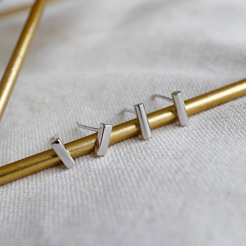 Mini Stick Column 925 Sterling Silver Stud Earrings