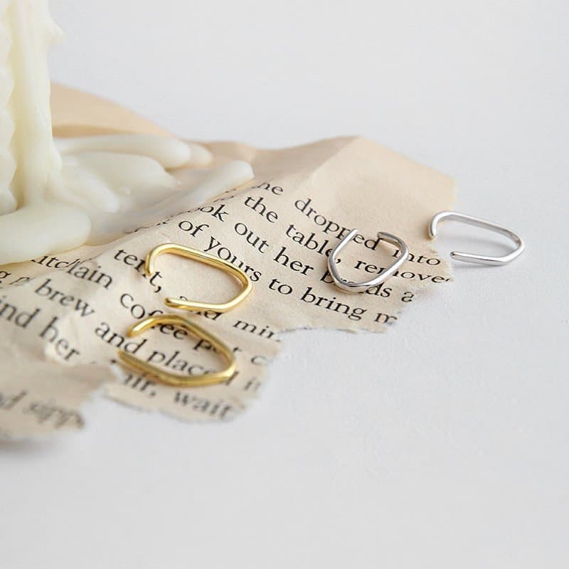 Minimalist Lines 925 Sterling Silver Non-Pierced Earrings