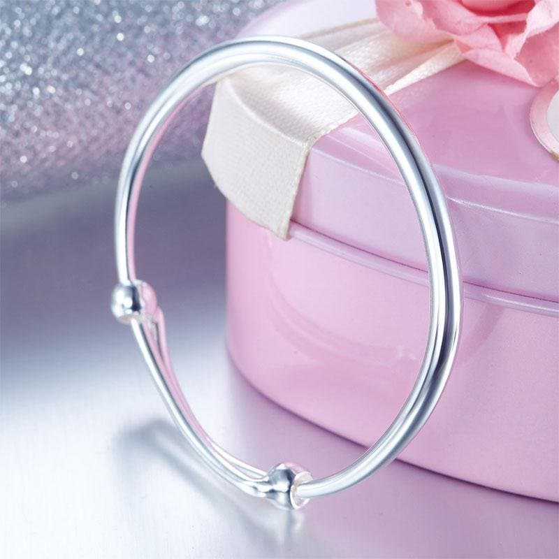 Kids Adjustable Solid 999 Silver Bangle Bracelet