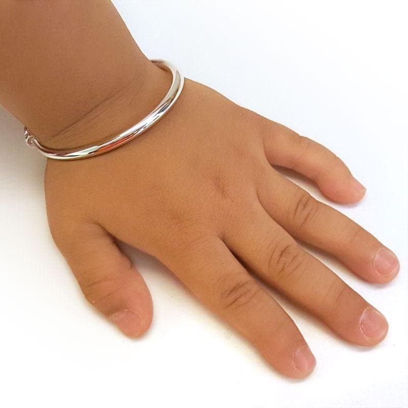 Kids Adjustable Solid 999 Silver Bangle Bracelet