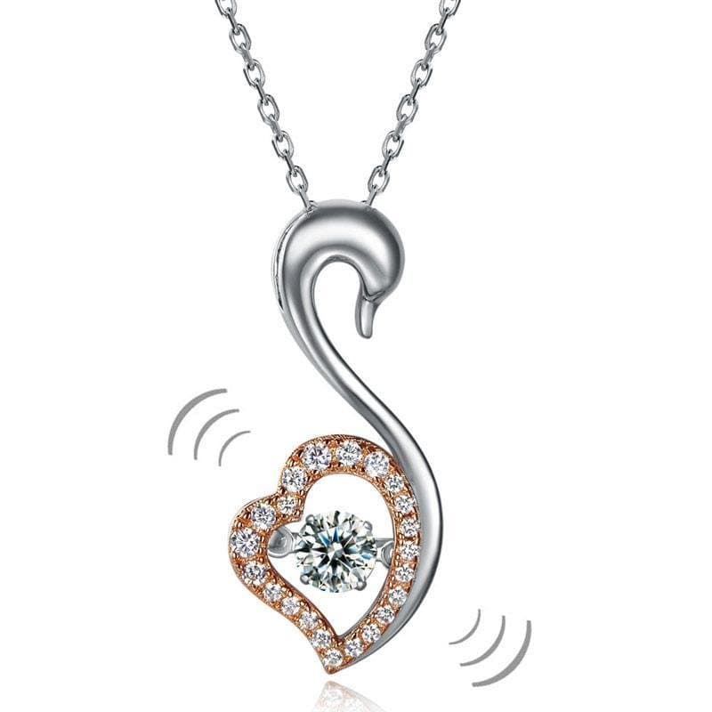 Swan Dancing Stone Pendant Necklace