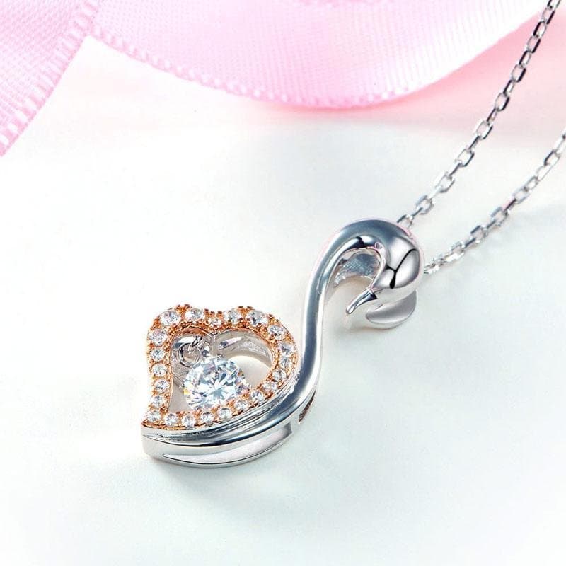 Swan Dancing Stone Pendant Necklace