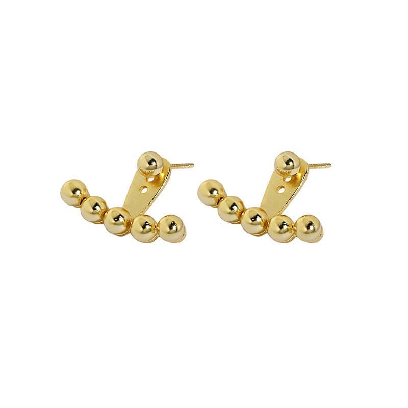 Beads Lines Geometric 925 Sterling Silver Stud Earrings