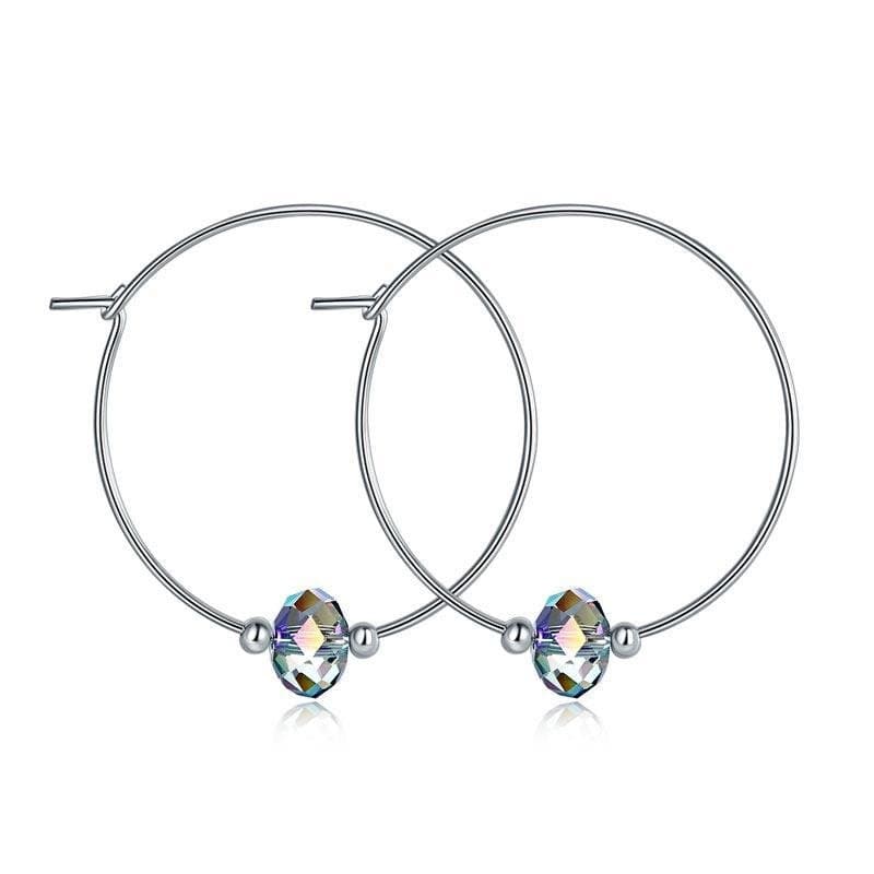 Silver Hoop Earrings AB Austrian Crystal