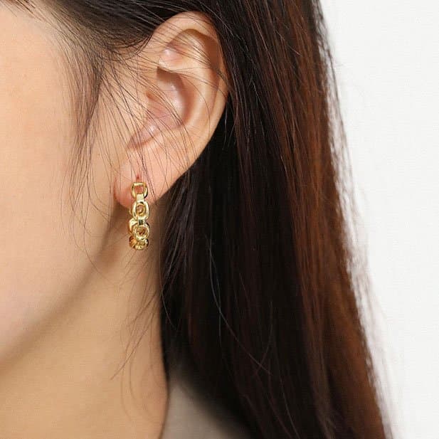 Hollow Chain 925 Sterling Silver Hoop Earrings