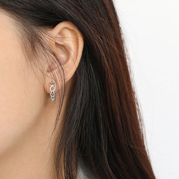 Hollow Chain 925 Sterling Silver Hoop Earrings