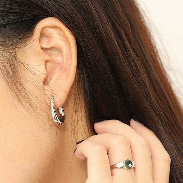 Classic Letter U Shape 925 Sterling Silver Hoop Earrings