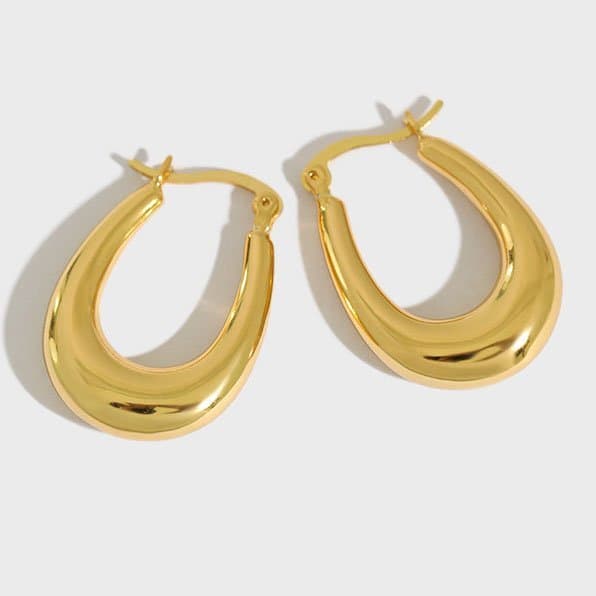 Classic Letter U Shape 925 Sterling Silver Hoop Earrings