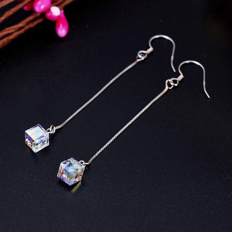 Dangle Drop Line Earrings AB Austrian Crystal