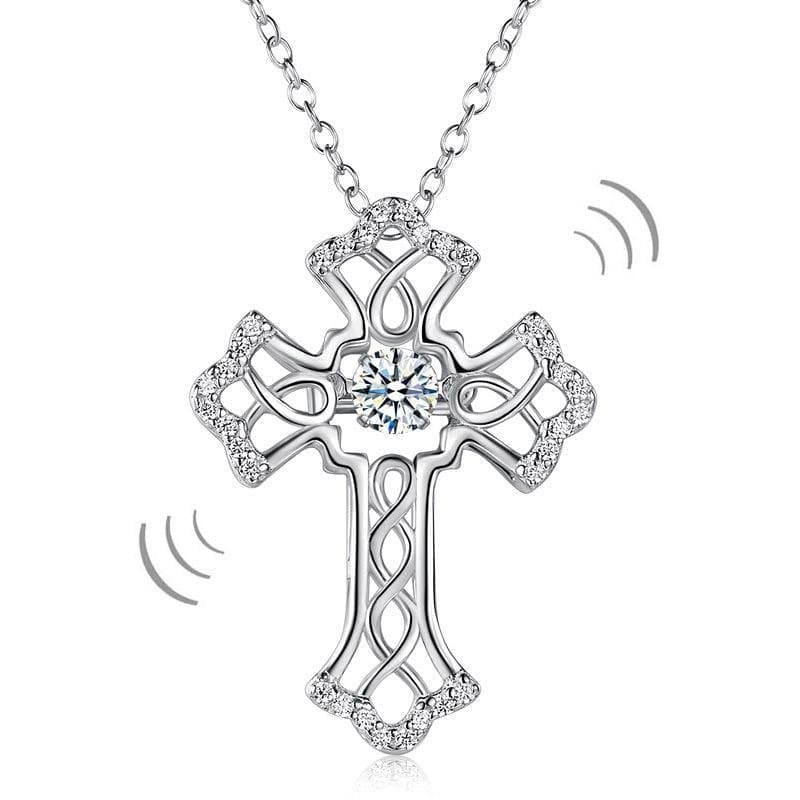 Vintage Style Cross Dancing Stone Pendant Necklace