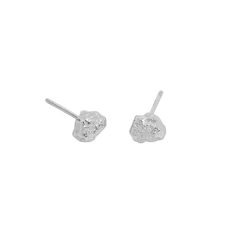 Irregular Uneven Stones 925 Sterling Silver Stud Earrings