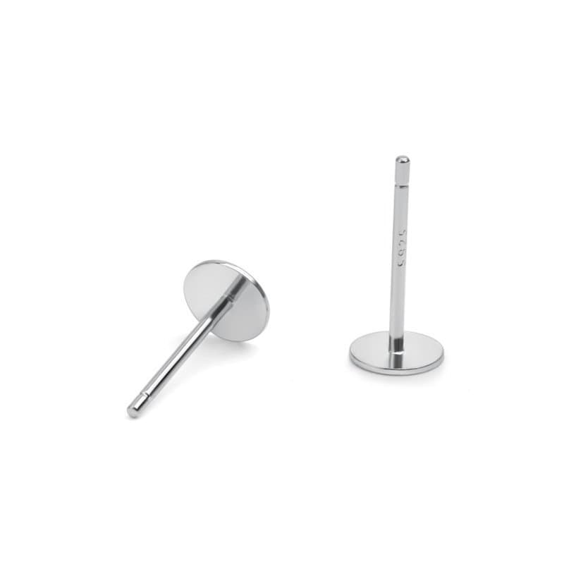 Classic Flat Round Pearl Pinto 925 Sterling Silver Stud Earrings
