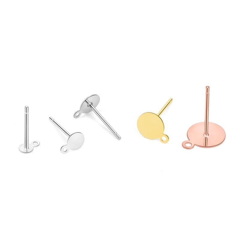 Classic Flat Round Pearl Pinto 925 Sterling Silver Stud Earrings