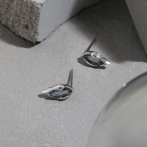 Blue Waterdrop CZ 925 Sterling Silver Stud Earrings