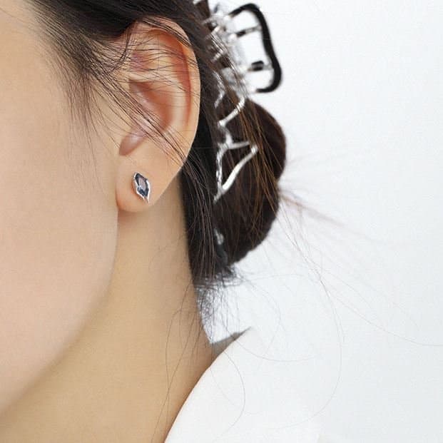 Blue Waterdrop CZ 925 Sterling Silver Stud Earrings