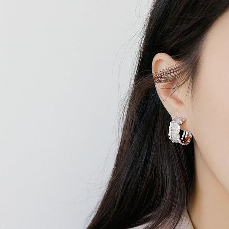 Hote Wide Wave 925 Sterling Silver Hoop Earrings
