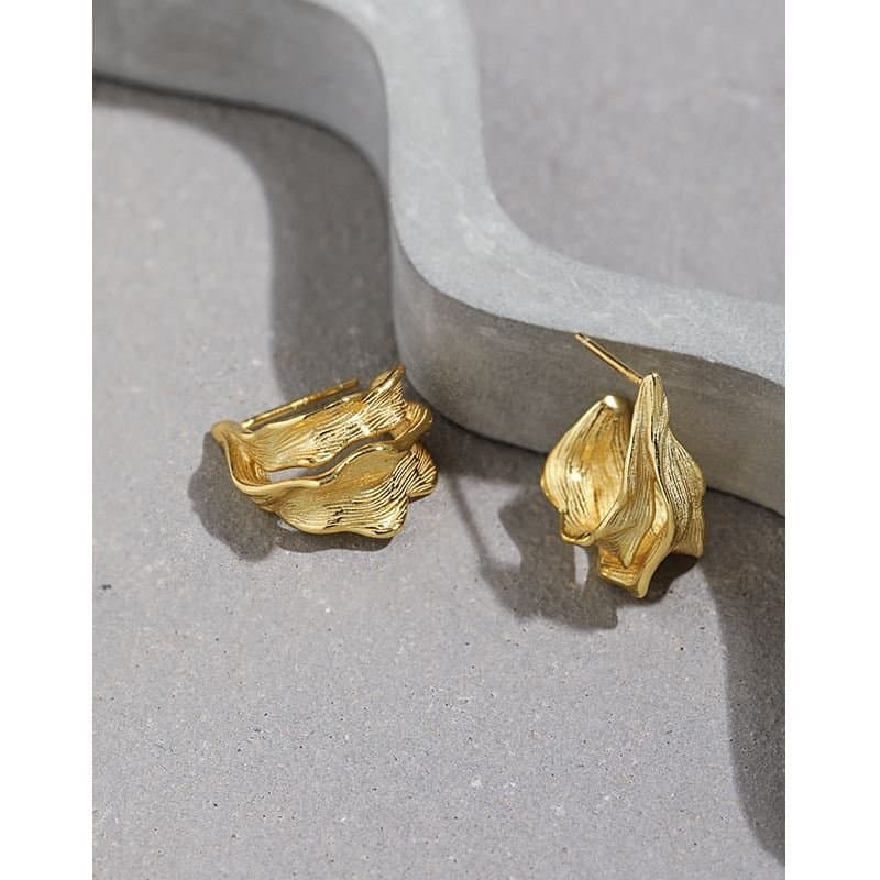 Irregular Twisted 925 Sterling Silver Hoop Earrings