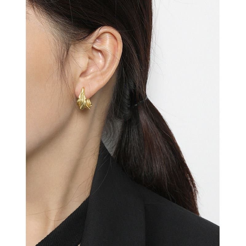 Irregular Twisted 925 Sterling Silver Hoop Earrings