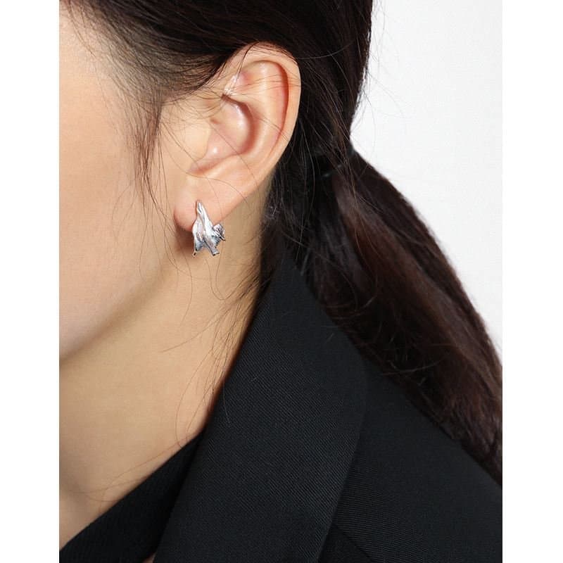Irregular Twisted 925 Sterling Silver Hoop Earrings