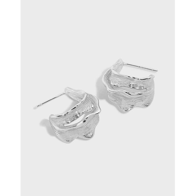 Irregular Twisted 925 Sterling Silver Hoop Earrings