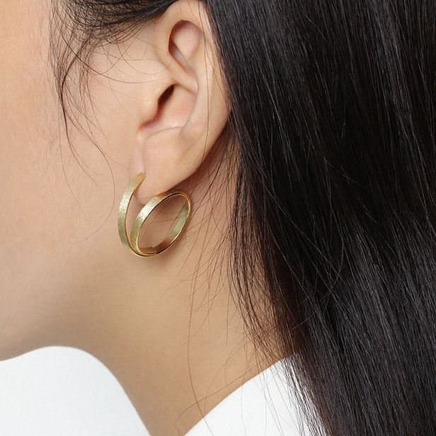 Round Geometric Circle 925 Sterling Silver Dangling Earrings