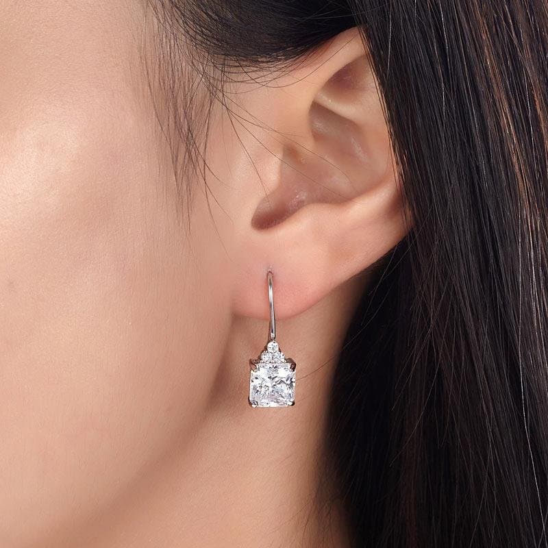 2 Carat Princess Cut Created Diamond Dangle Drop Earrings