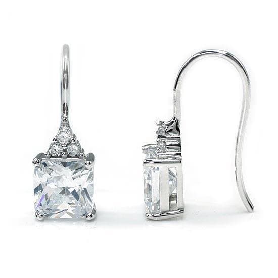 2 Carat Princess Cut Created Diamond Dangle Drop Earrings