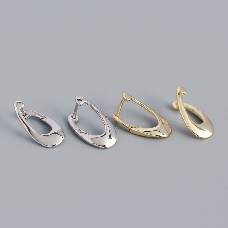 Irregular Hollow Geometric 925 Sterling Silver Hoop Earrings