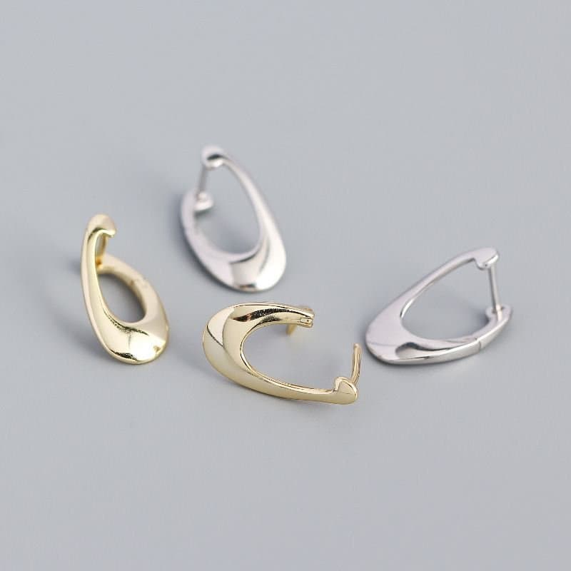 Irregular Hollow Geometric 925 Sterling Silver Hoop Earrings