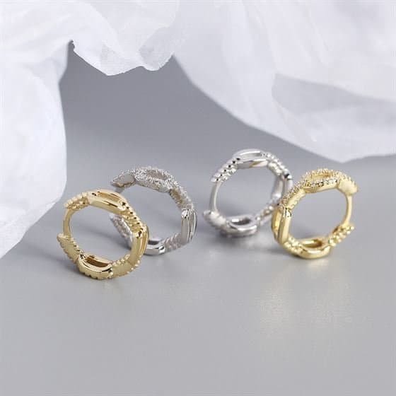 Chain CZ 925 Sterling Silver Huggie Hoop Earrings