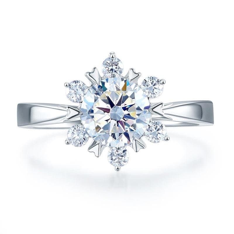1 Carat Moissanite Diamond Flower Engagement Ring