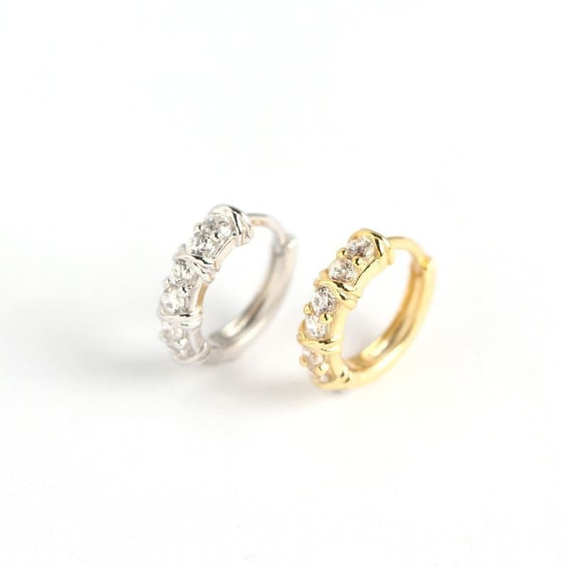 CZ Geometric Simple 925 Sterling Silver Hoop Earrings