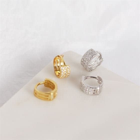 Micro Setting CZ 925 Sterling Silver Huggie Hoop Earrings