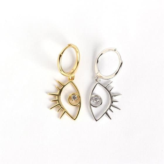 CZ Big Eye 925 Sterling Silver Leverback Earrings