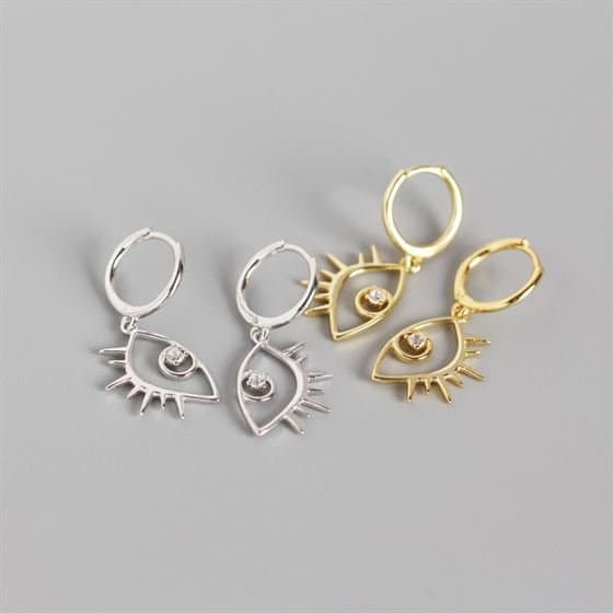CZ Big Eye 925 Sterling Silver Leverback Earrings