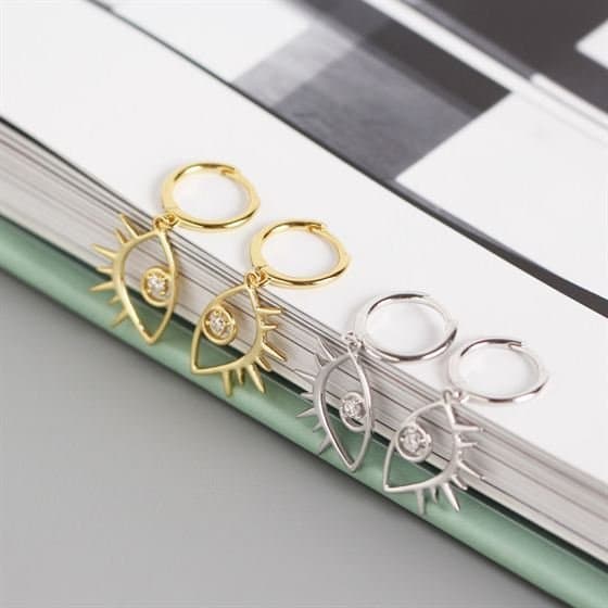 CZ Big Eye 925 Sterling Silver Leverback Earrings