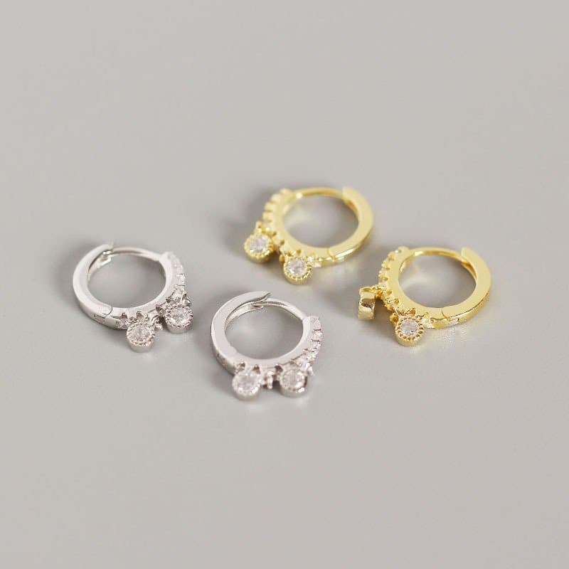 Circle CZ 925 Sterling Silver Hoop Earrings